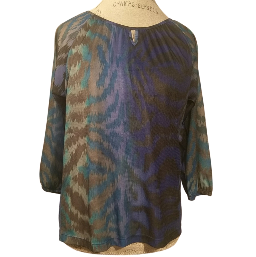 Chico's Sheer Multi Color Top 3/4 Sleeve (size 1)